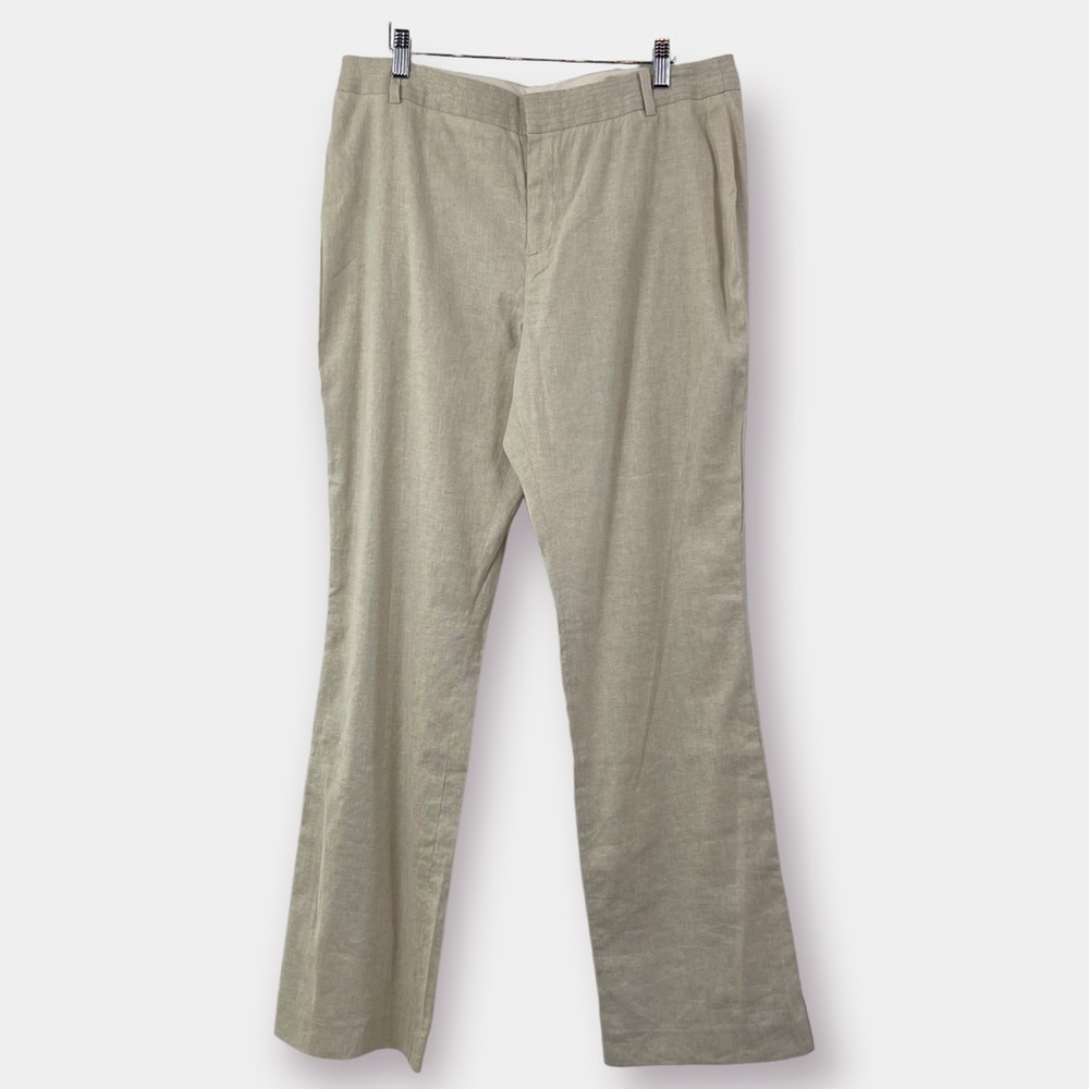NEW Banana Republic Linen Pants Cream Natural Contour Fit Stretch High …